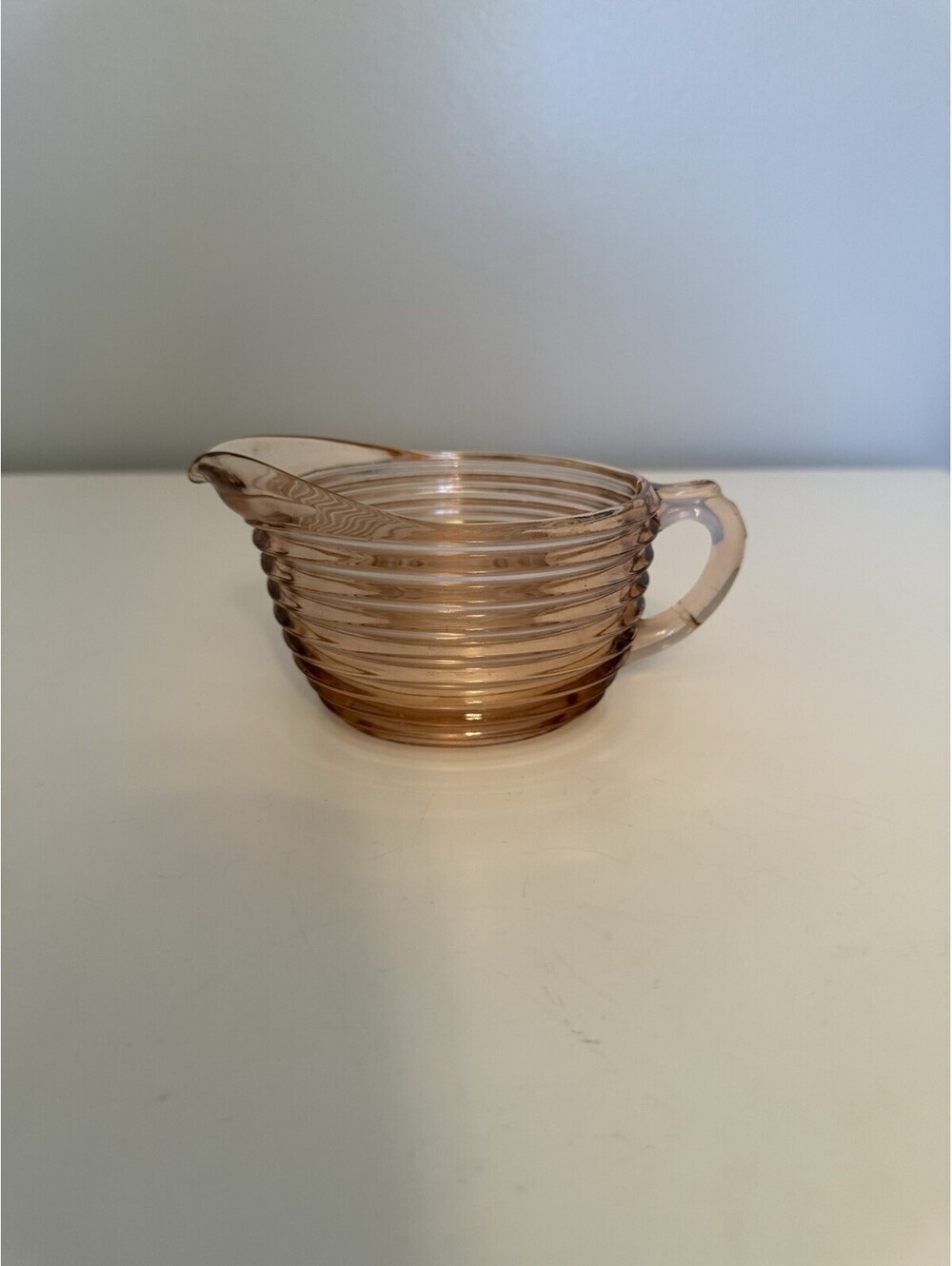 Vintage*ANCHOR HOCKING*MANHATTAN PINK RIBBED CREAMER DEPRESSION GLASS *ART DECO